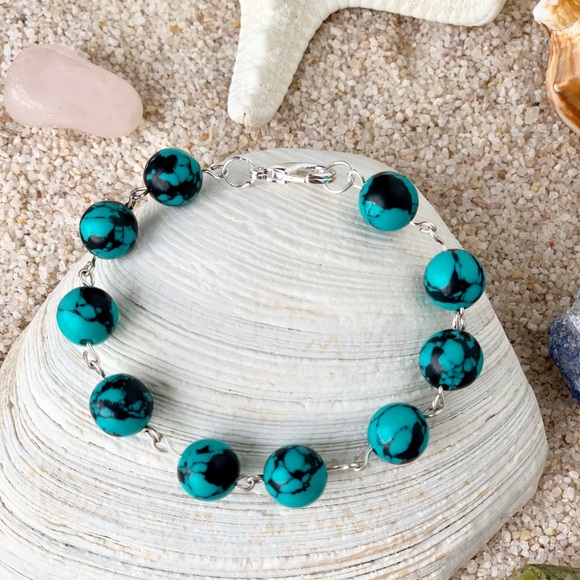 💙Blue Turquoise Beaded Bracelet - Picture 4 of 6